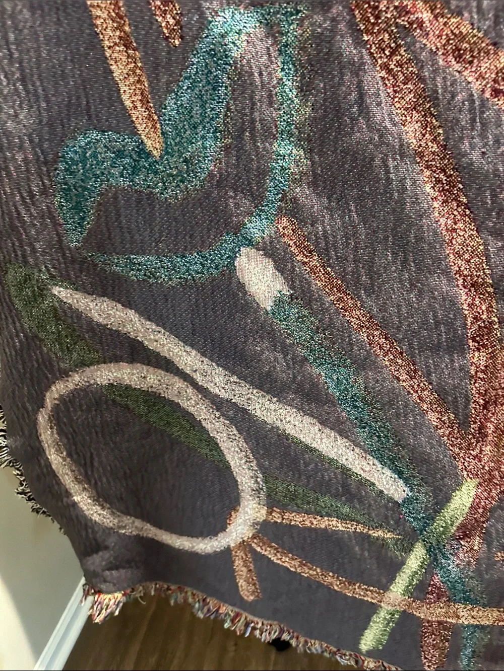 Abstract large Floral Woven reversible blacket